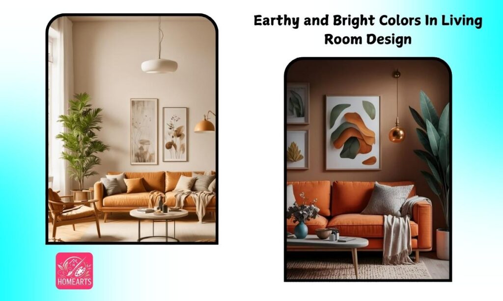 Earthy and Bright Colors In Living Room Design